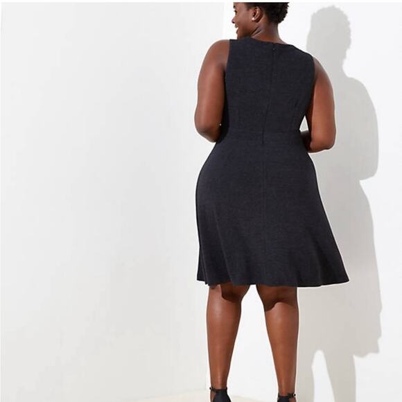 NEW LOFT Plus gray knit knee length dress shoulder buttons plus size 26 party - Picture 7 of 12